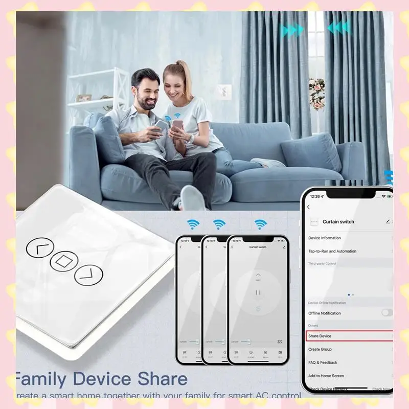 

AB51 Tuya Wi-Fi RF433 2,5D дуговой переключатель для штор, стеклянная сенсорная панель для рулонных жалюзи, переключатель умного приложения, беспроводное Alexa