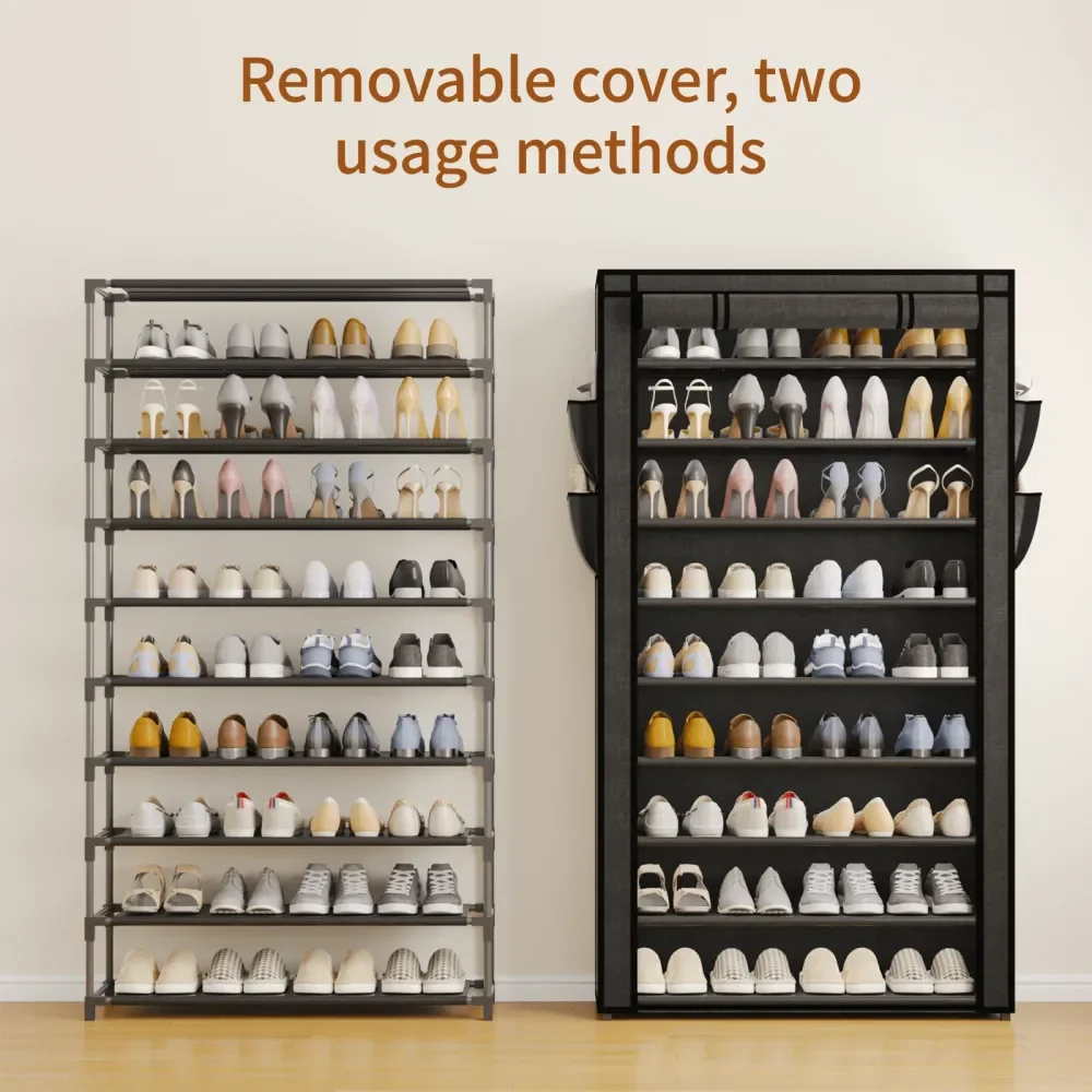 

10Tier Easy Assemble Shoe Cabinet, 50 Pairs MultiFunctional Storage Organizer Dustproof Tall Shelf For Shoes, Bags Accessories
