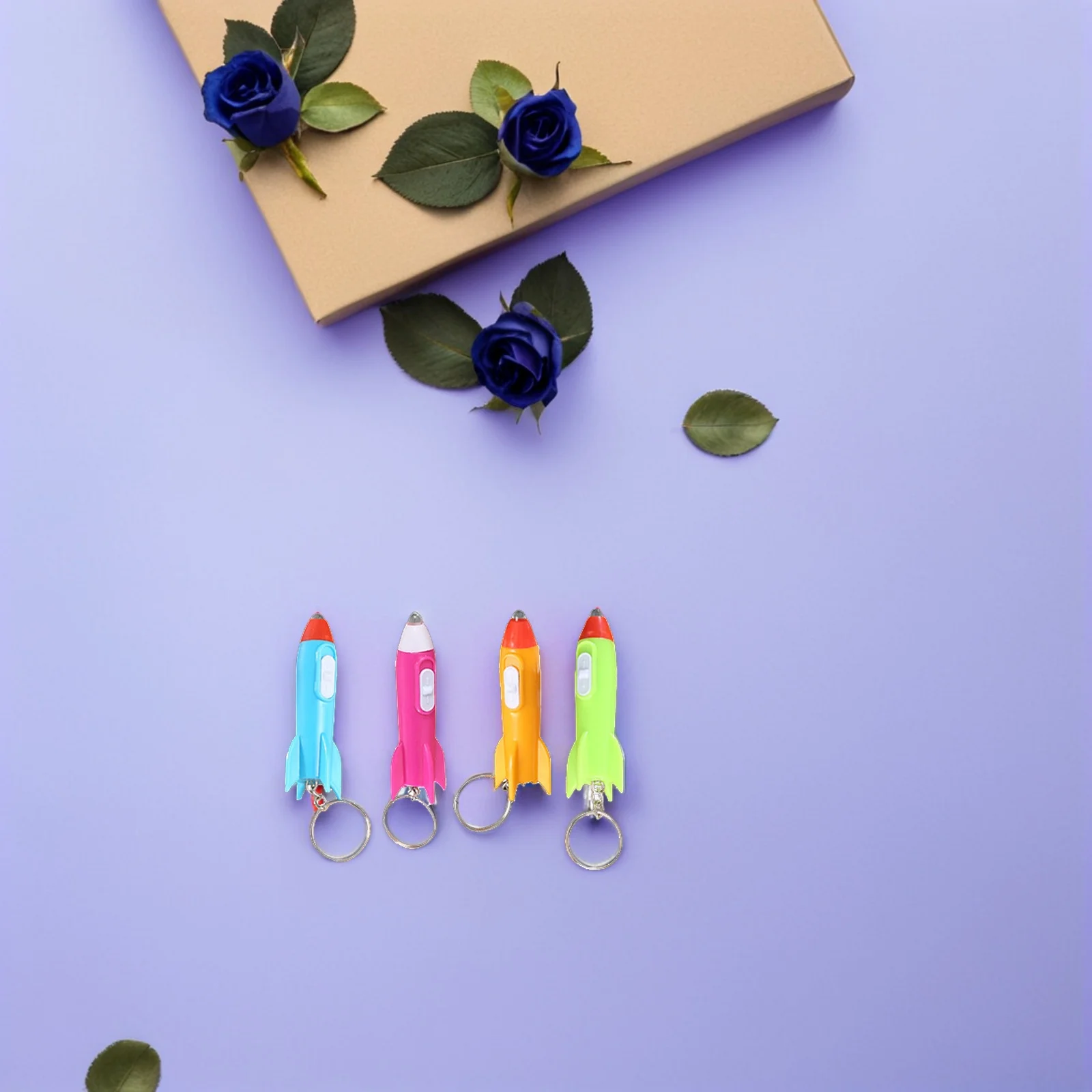 

30Pcs Rocket Shaped Keychains Glowing LED Key Pendants Creative Bag Hanging Ornament for Keys Luminous Keychain Decor