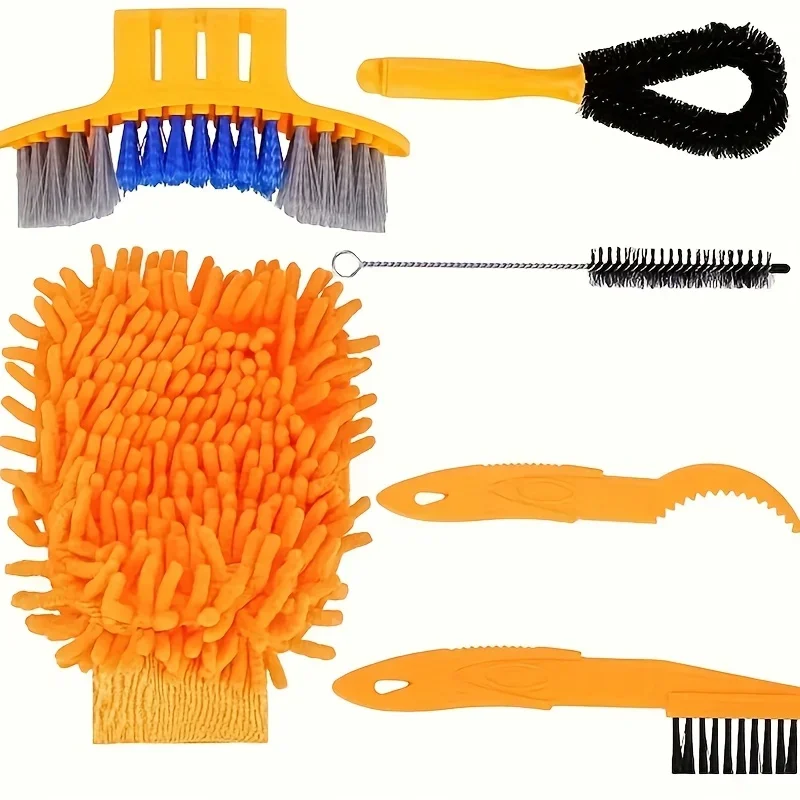 Bike Chain Cleaning Kit PP Black Includes Brushes Scraper Cloth for Mountain Bike Perfect Christmas Thanksgiving Gift