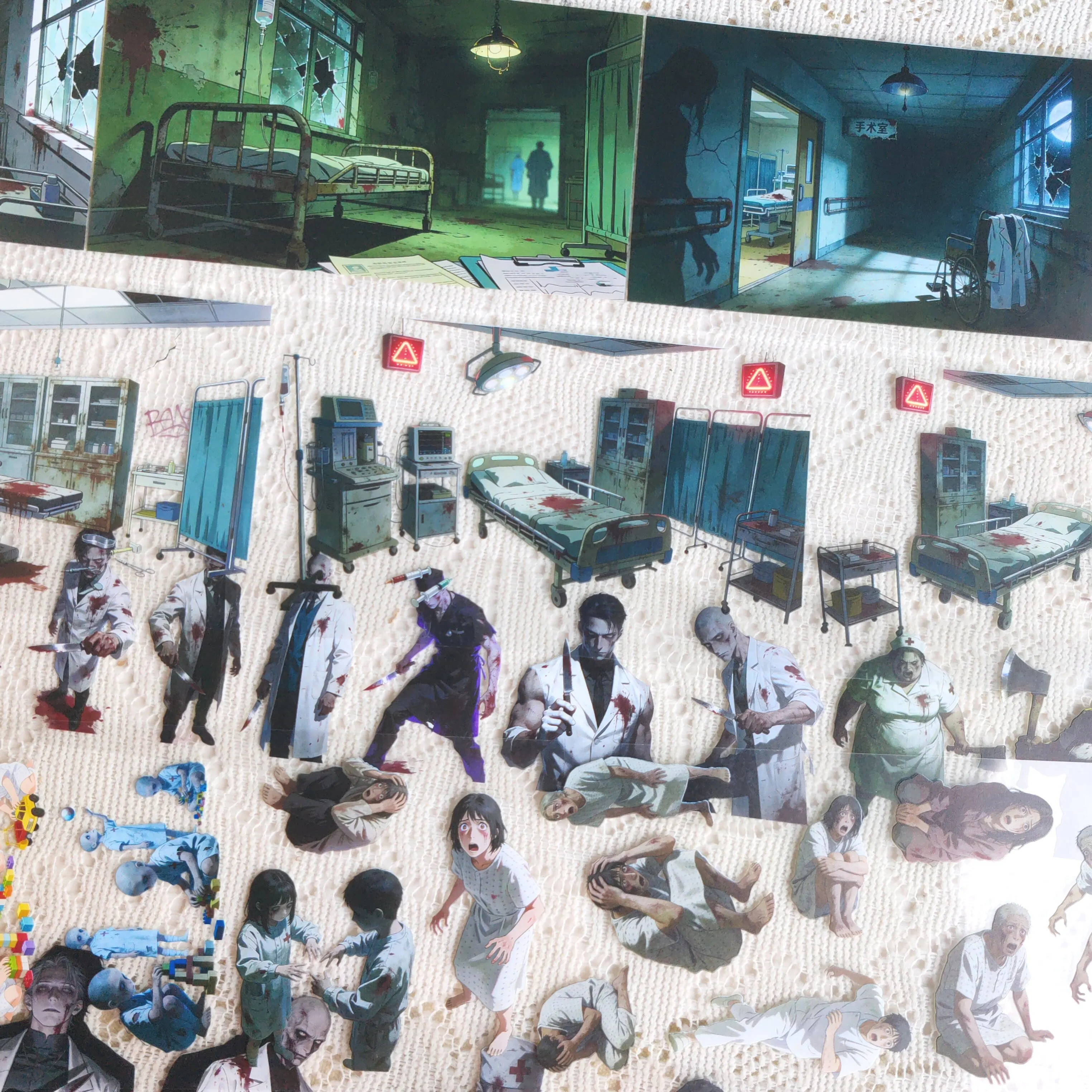 Homemade Escape Hospital Series Character Background Dark Hospital Handbook Tape Collage Decorative Guka Landscaping Tape