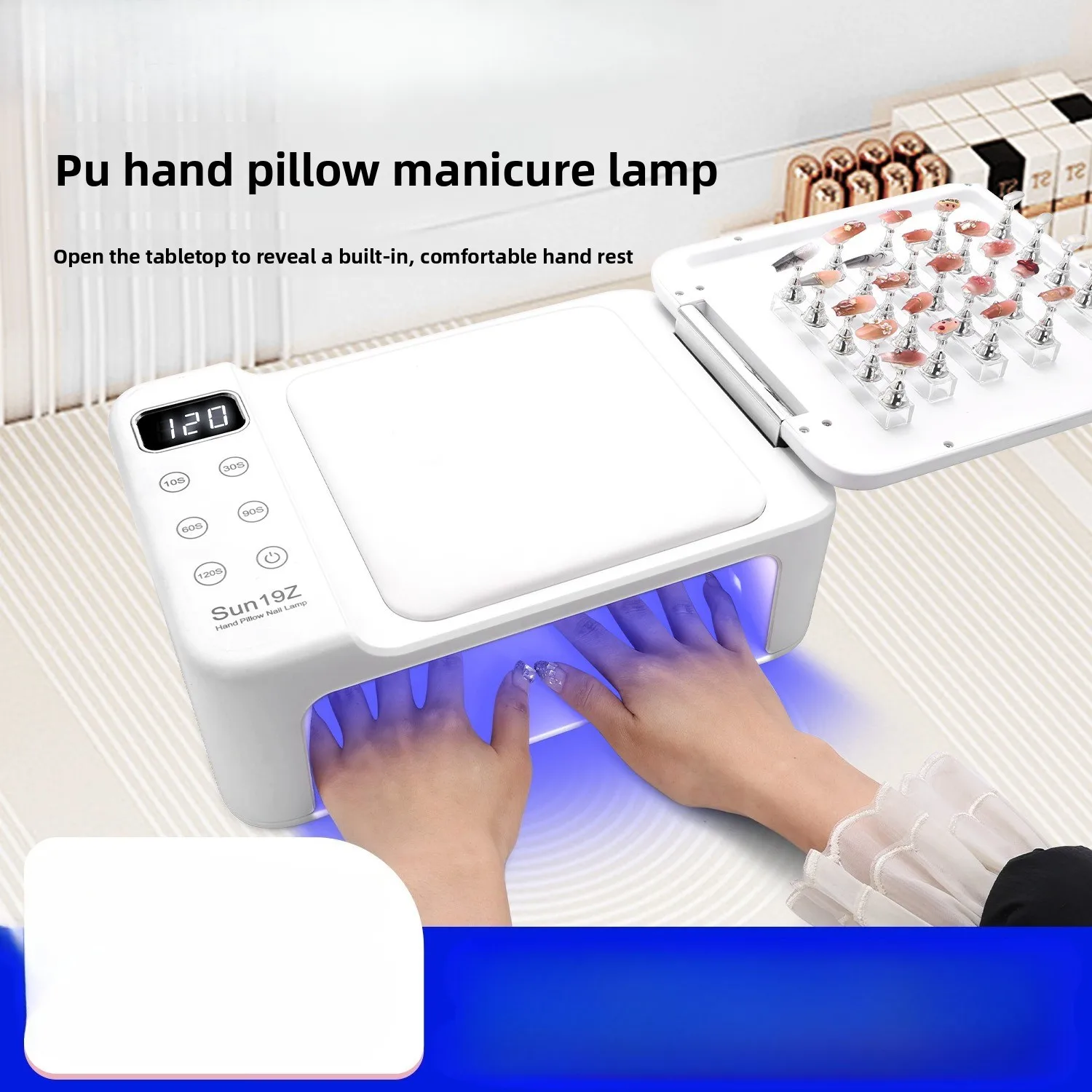Salon Grade LED Nail Phototherapy Lamp, Integrated Hand Rest Design, High Speed Gel Polish Curing Machine Tool