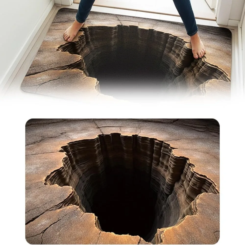 3D Flat Optical Illusion Doormat Water-absorbing Abrasion-resistant Bathroom Carpet Durable Non-slip Bedroom Door Rug Home Decor