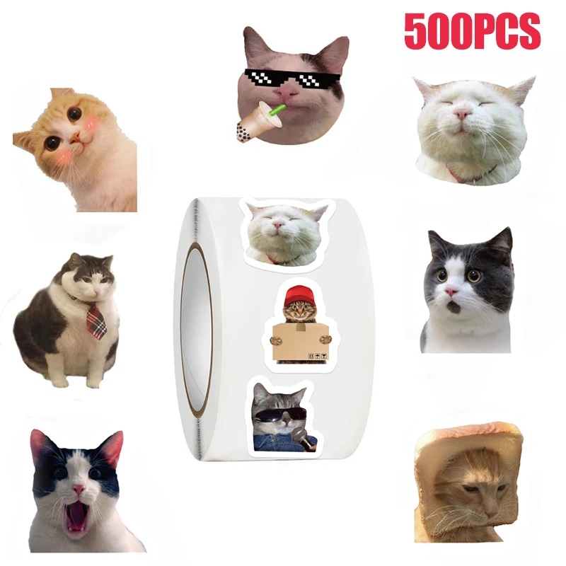 500pcs Funny Cats MEME Cartoon Graffiti Stickers DIY Phone Guitar Laptop Notebook Suitcase Waterproof Sticker Kids Toys