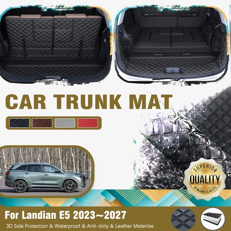 

Car Rear Trunk Mats For Landian DFSK E5 HEV 2023 2024 2025 2026 2027 Leather Cargo Liners Boot Carpets Auto Interior Accessories