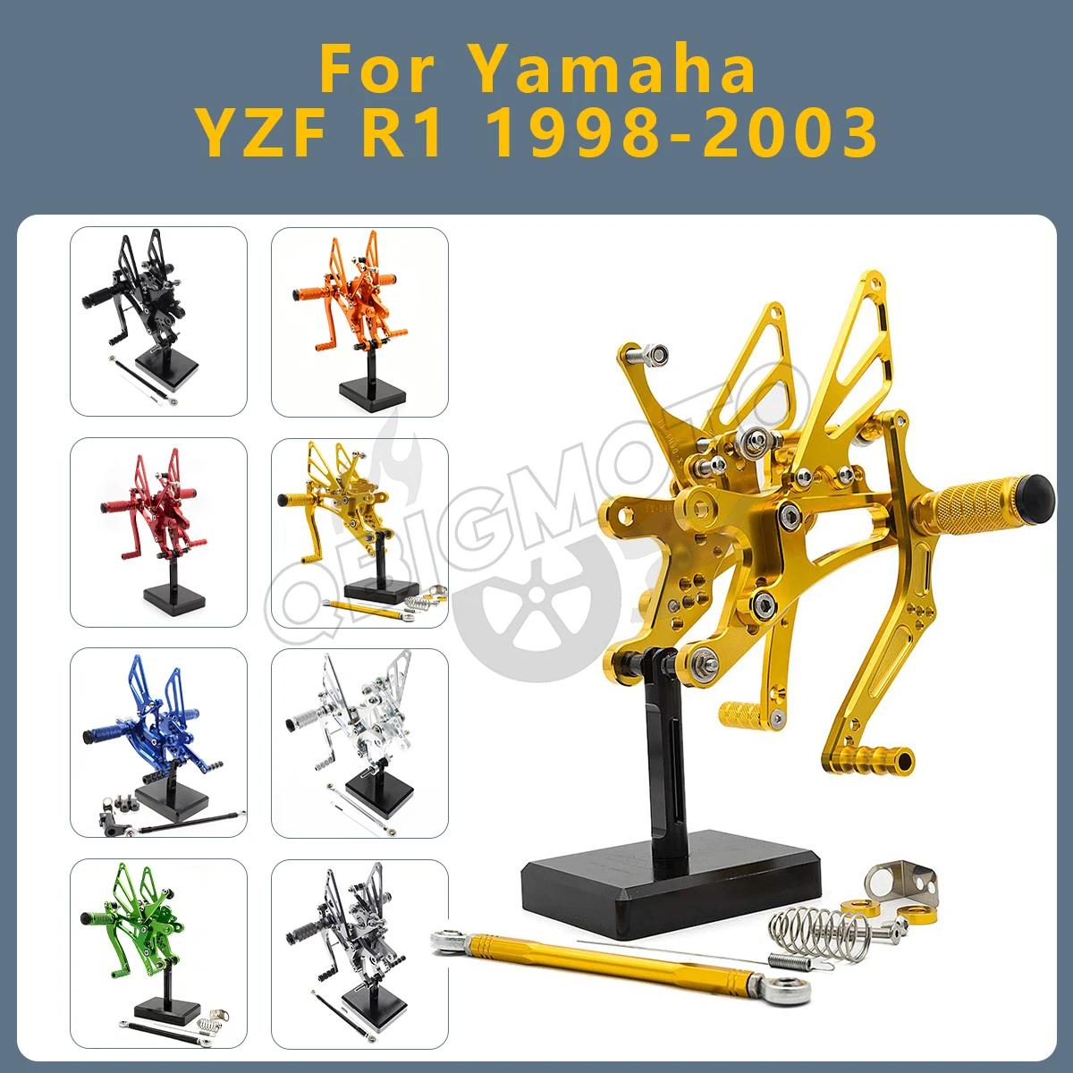 YZF R1 2003-1998 CNC Motorcycle Rearset Footrest Footpeg Pedal Foot Peg Adjustable Accessories For Yamaha YZF-R1 Foot Boards