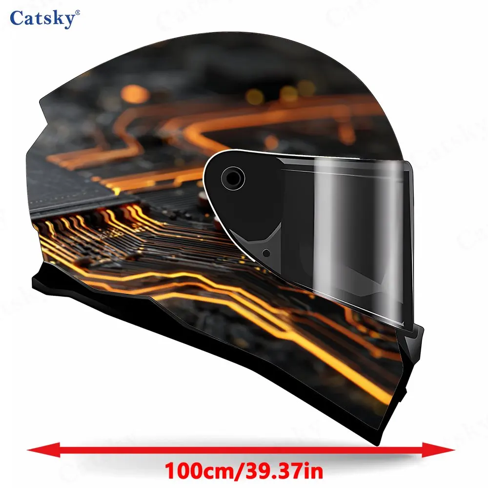 Glowing Electronic Chipset Pattern Helmet stickers , PVC Material Multifunctional Helmet Stickers, Scratch-Resistant & Fade-Proo