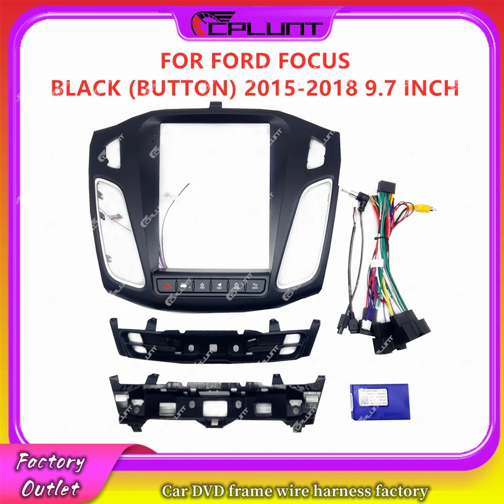 

Tesla Screen 9.7 Inch Car DVD Frame Fascia Adapter For FORD FOCUS BLACK (BUTTON) Android Radio Dash Fitting Panel Kit