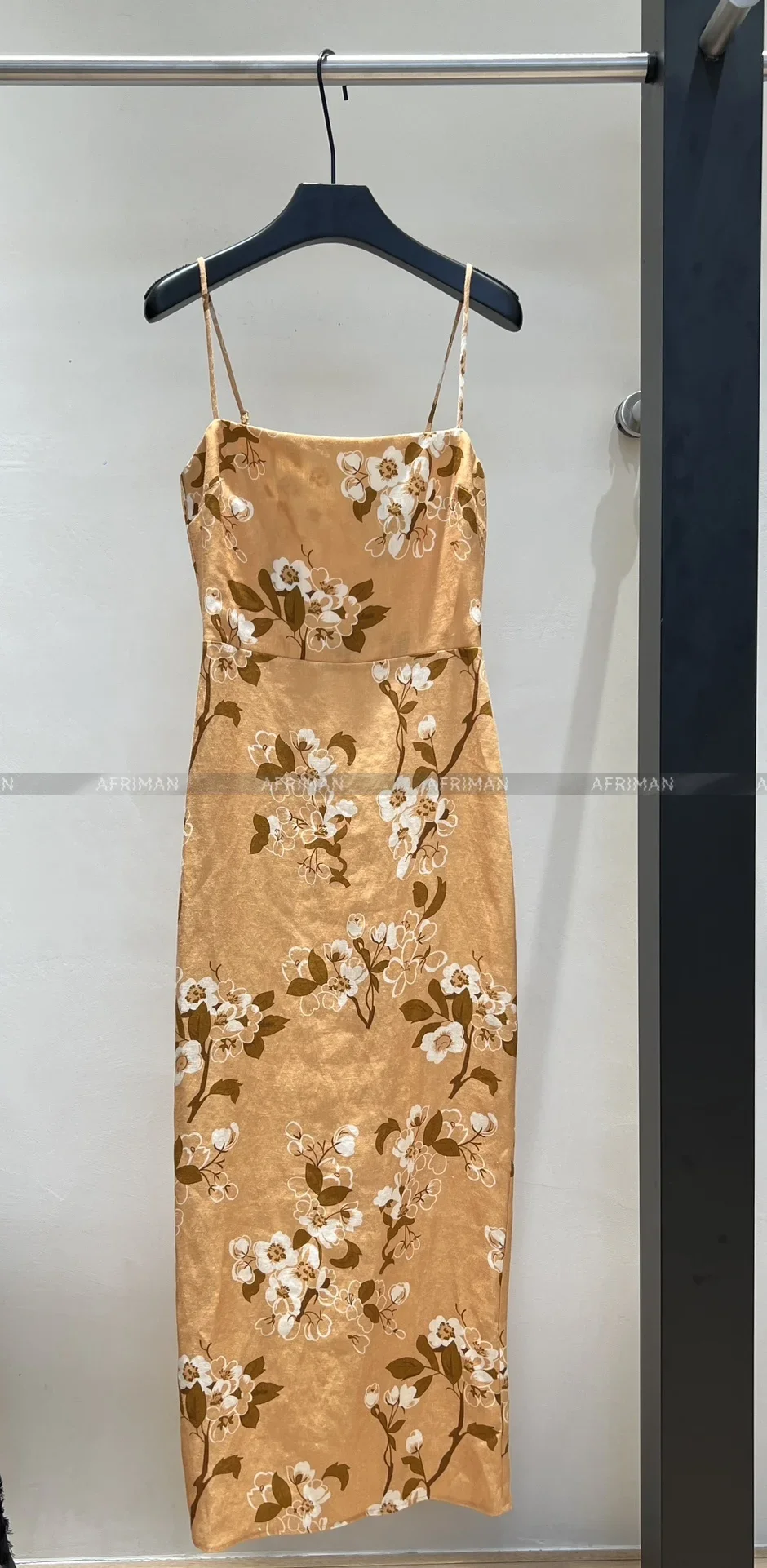 Frauen Vintage-Stil träger losen Leinen Blumen druck schlanke lange Leibchen Kleid