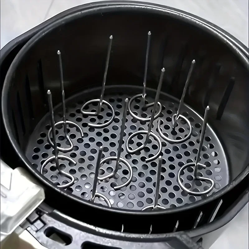 10 szt. Frytkownica powietrzna, grill pionowy, grill szaszłykowy, uniwersalne akcesoria, specjalna igła do pieczenia ze stali nierdzewnej 304 klasy spożywczej