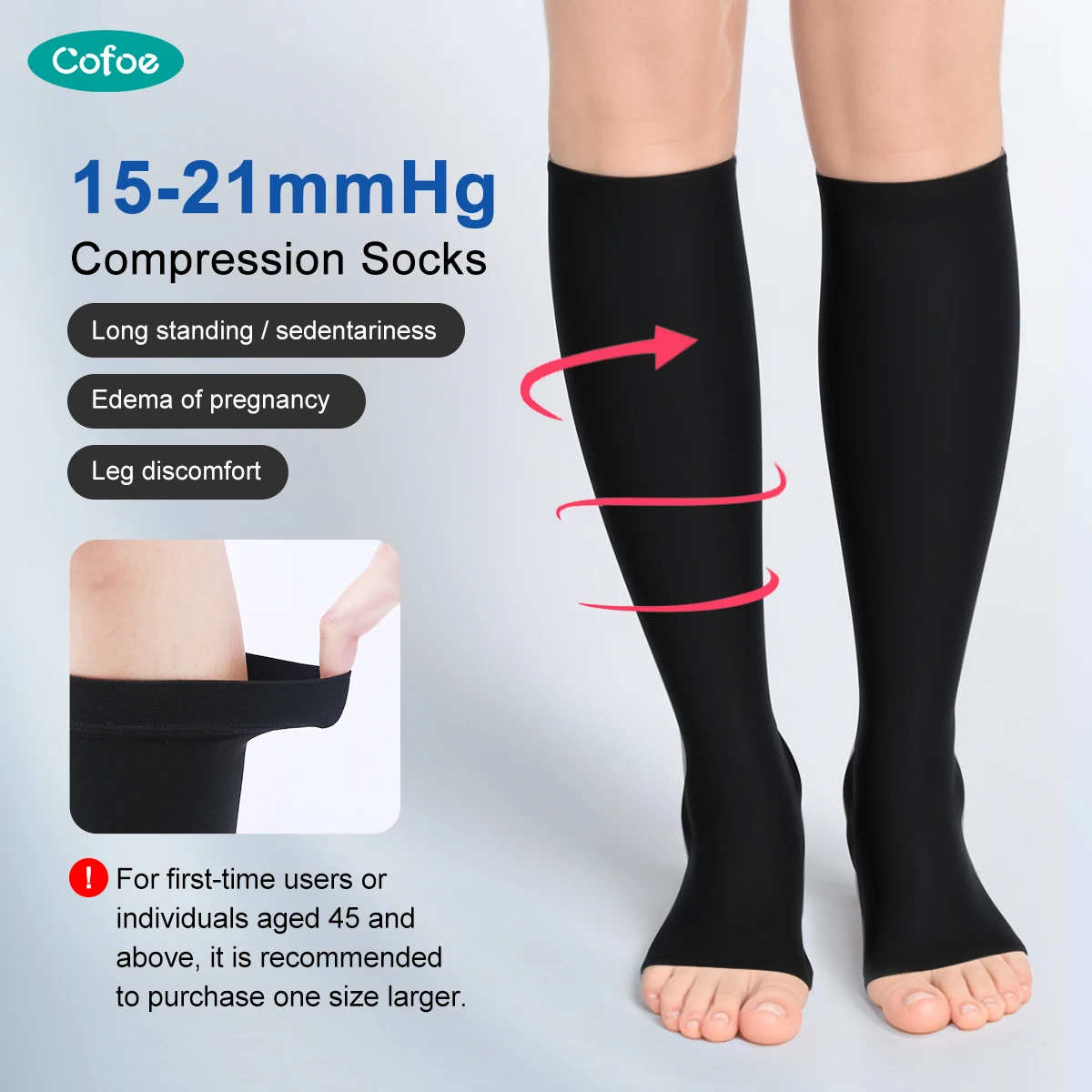 

Cofoe Medical Toeless Compression stocking Medium compression socks Non-slip Knee-highs Prevent Swelling varicose veins