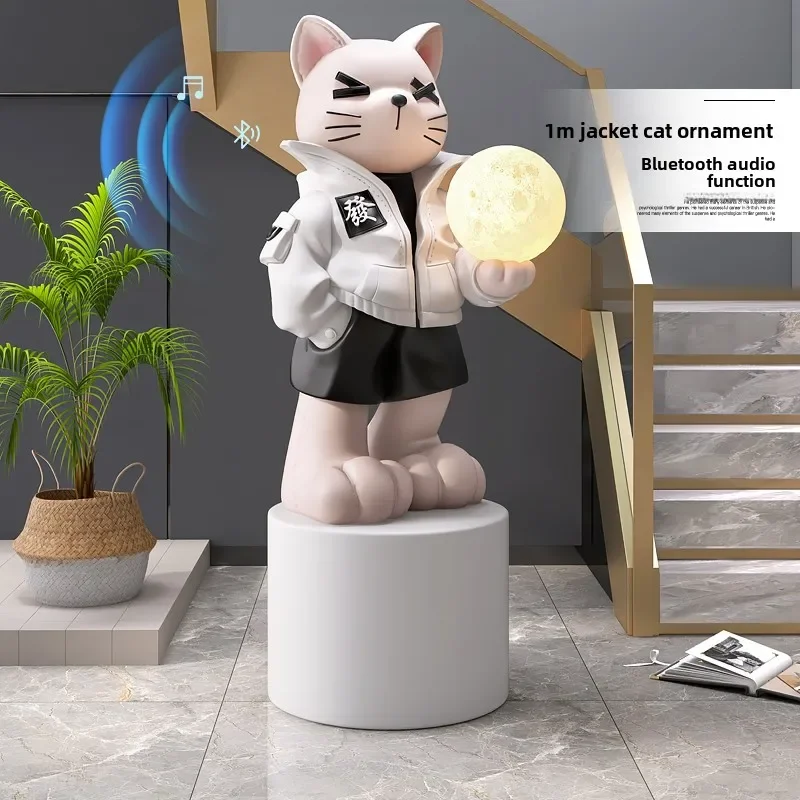 Home Decor Sculptures & Figurines Decoration Accessories Trendy Jacket Cat Floor Ornaments Living Room Resin Animal Statues