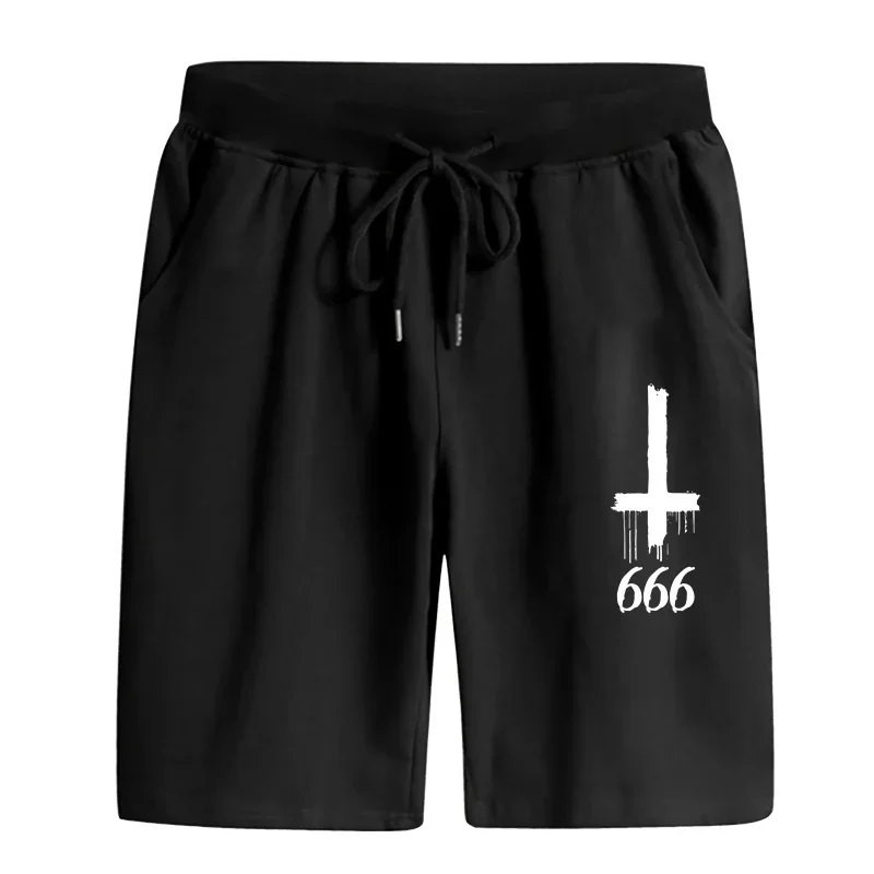 

Новинка 2026: Мужские повседневные шорты для прогулок, летние, хит продаж, спортивные брюки средней длины, шорты-бермуды с принтом «Крест Сатаны»