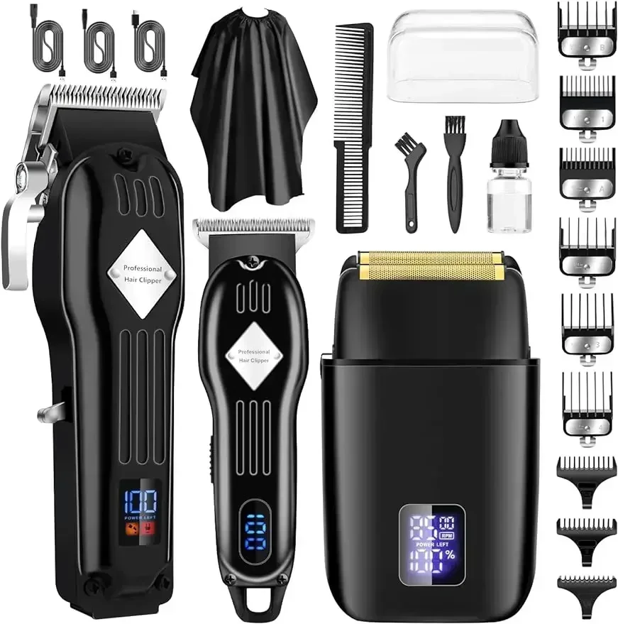 Hair Clippers Set Electric Shavers Cordless Beard Trimmer Men's Beard Grooming Kit Professional Electric Razor Barber