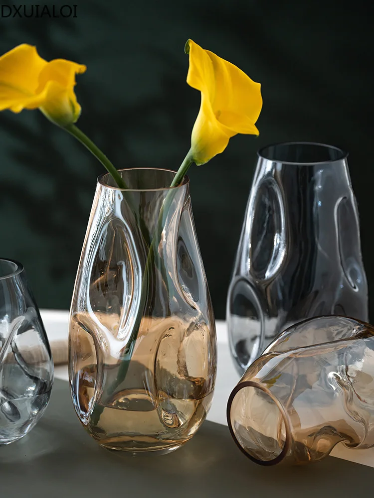 Modern minimalism special-shaped stained glass vase living room desktop flower arrangement  nordic style home decor vases