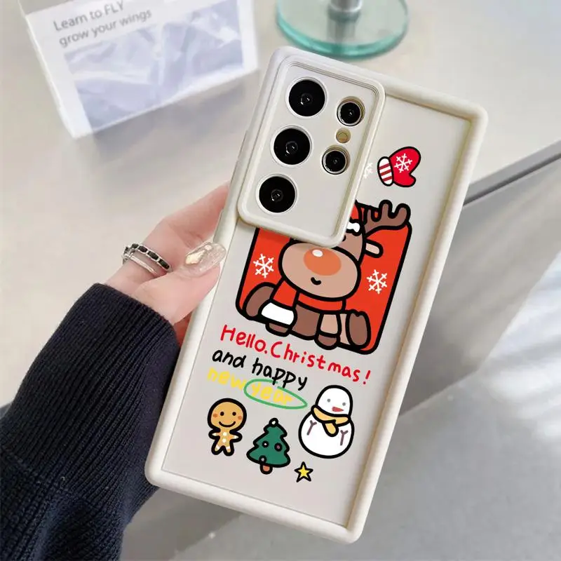 삼성 갤럭시 S24 S23 울트라 S20 FE S22 S20 플러스 S21 20 울트라 S23 FE용 소프트 케이스, 겨울 메리 크리스마스 휴대폰 케이스