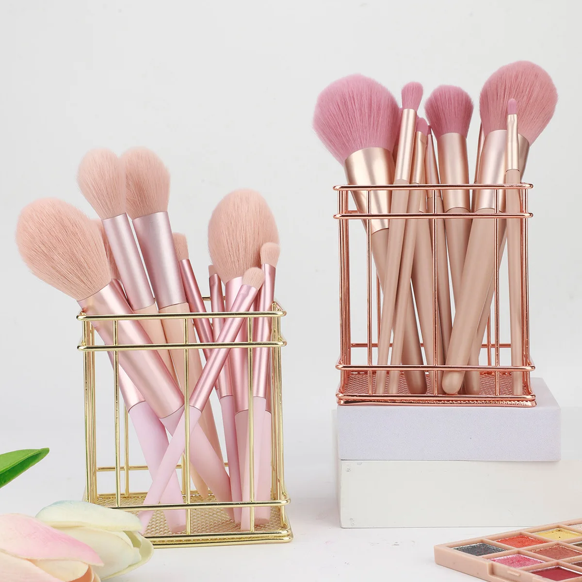 1 Metal Iron Makeup Brush Storage Bucket/office Stationery Storage Basket/stainless Steel Multi-function Storage Box