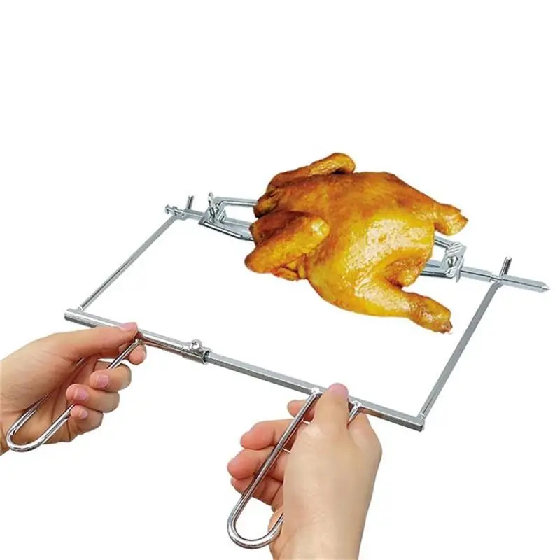 

Steel Roast Chicken Skewer Air Fryer Replacement Fork Utensils BBQ Grill Accessories for Barbecue Home Kitchen Outdoor Camping