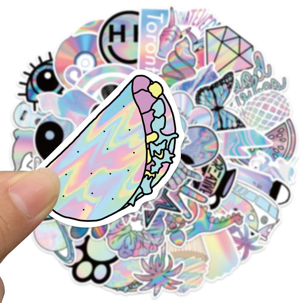 10/30/50PCS Ins Hologram Waterproof Graffiti Sticker Aesthetic Decorative Luggage Laptop Guitar Journal Scrapbook Kids Stickers