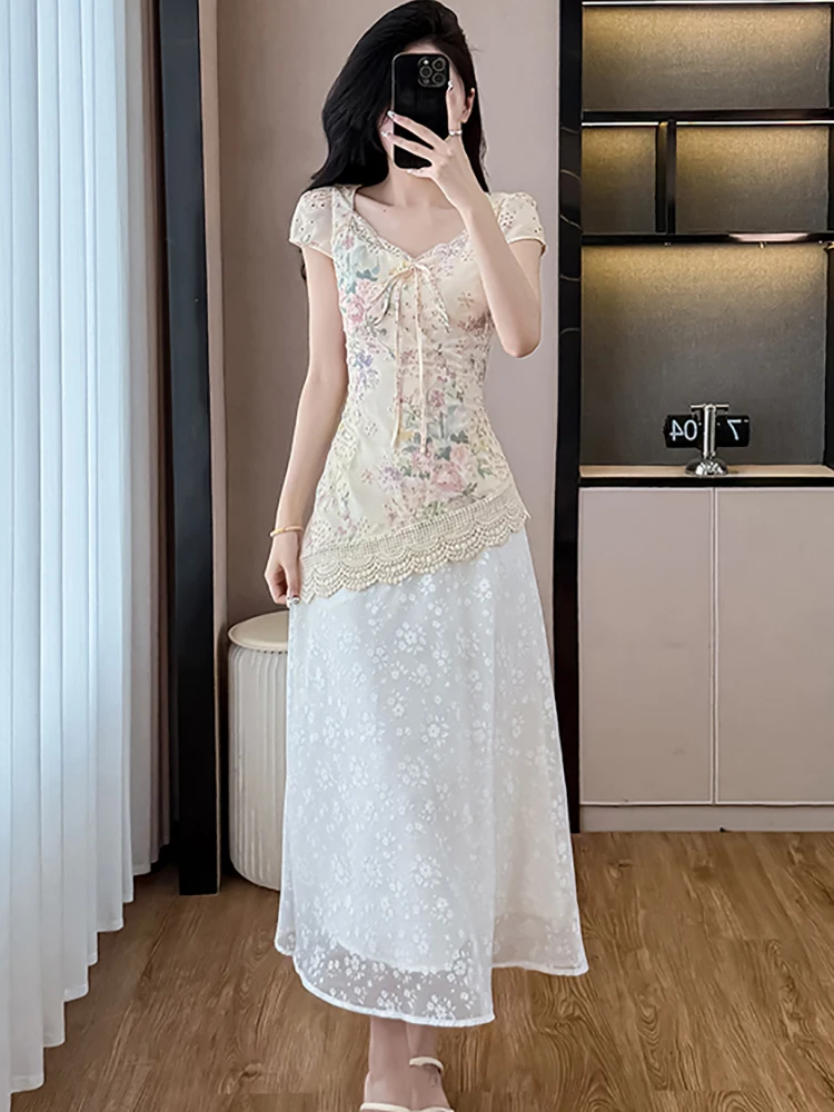 2025 꽃 패치 워크 레이스 자수 드레스 여성 한국어 빈티지 럭셔리 이브닝 드레스 여름 새로운 우아한 Bodycon 원피스 드레스