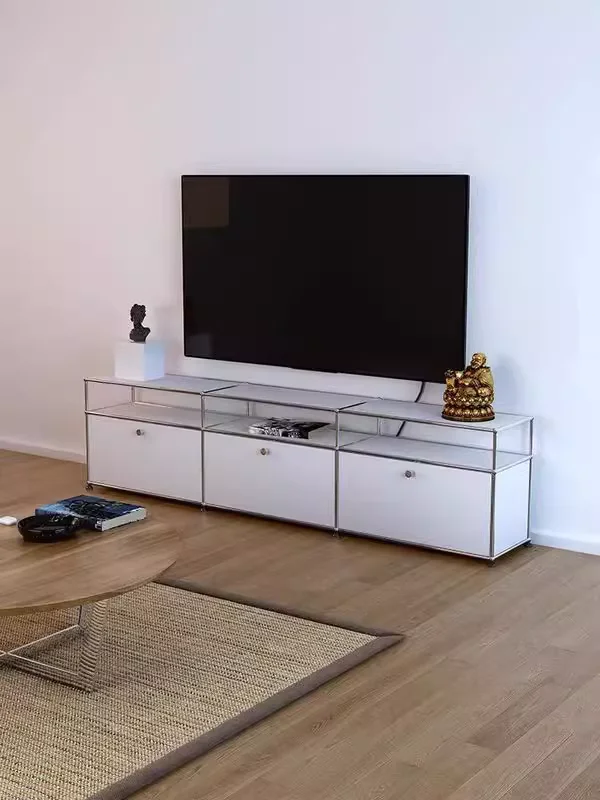 Modern simple TV cabinet, stainless steel floor-to-ceiling locker, bedroom, living room metal furniture