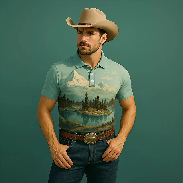 2025 Men's Summer Cowboy Style Polo Shirt