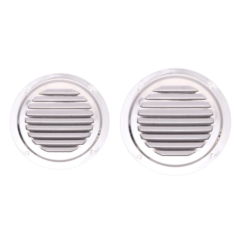 Round Louvered Marine Vent Grille 304 Stainless Steel Ventilation Cover with Mirror-Polished Flange for Boat Cabins