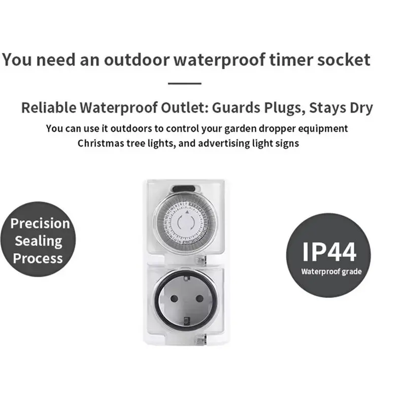 A08R-Mechanical Timer Socket 24-Hour Cycle Automatic Switch Electrical Outlet Outdoor Us Use A Lamp Fan Fish Tank EU Plug