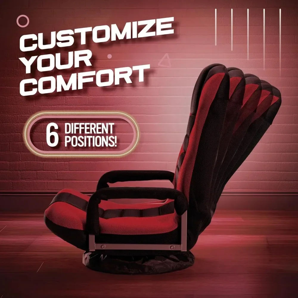 Kids Gaming Chair Swivel Floor Lounger 6 Positions Folds for Storage Game Room view 4
