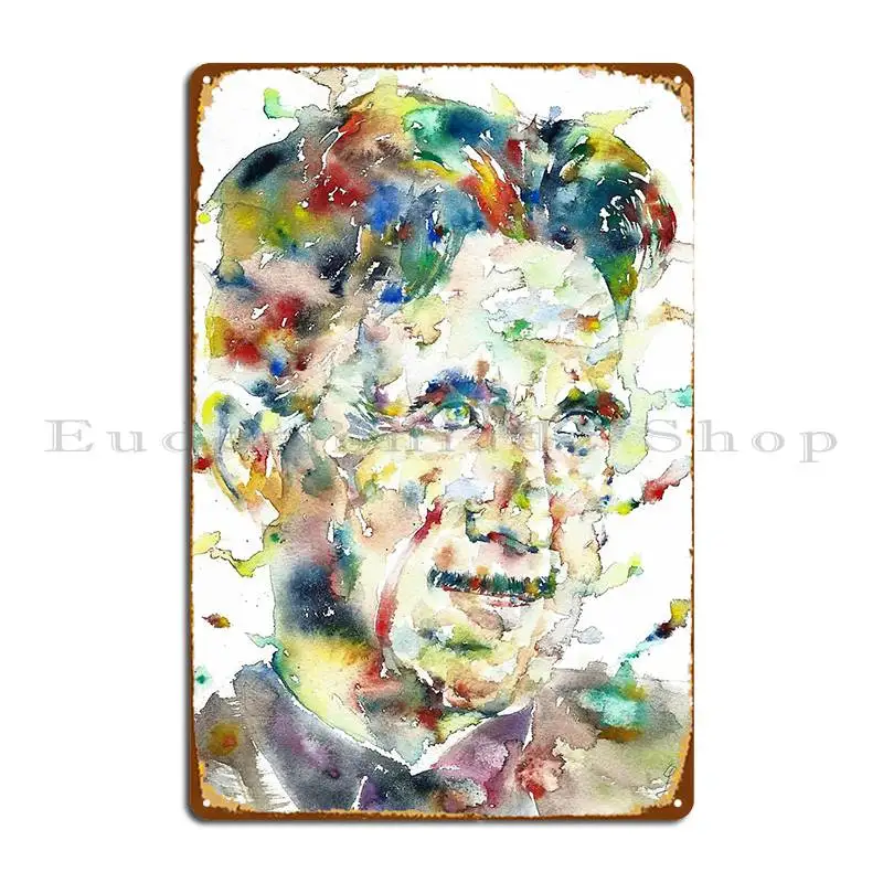 George Orwell Watercolor Portrait 3 Metal Signs Bar Cave Customize Party Design Home Tin Sign Poster