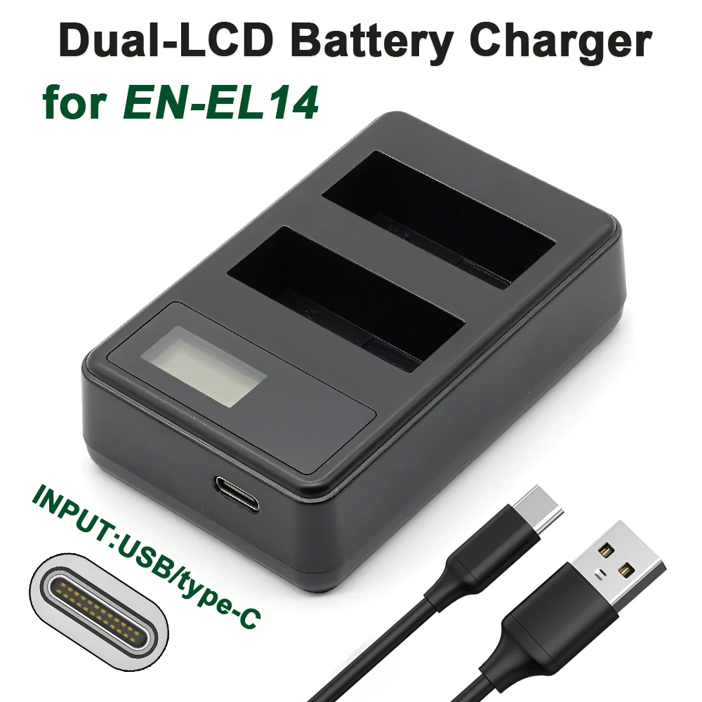 EN-EL14 EN-EL14A  Battery Charger Type-C For Nikon D5600  D5100 D5200 D5300 D5500 DF Coolpix P7100 P7700 P7800 Camera Charger