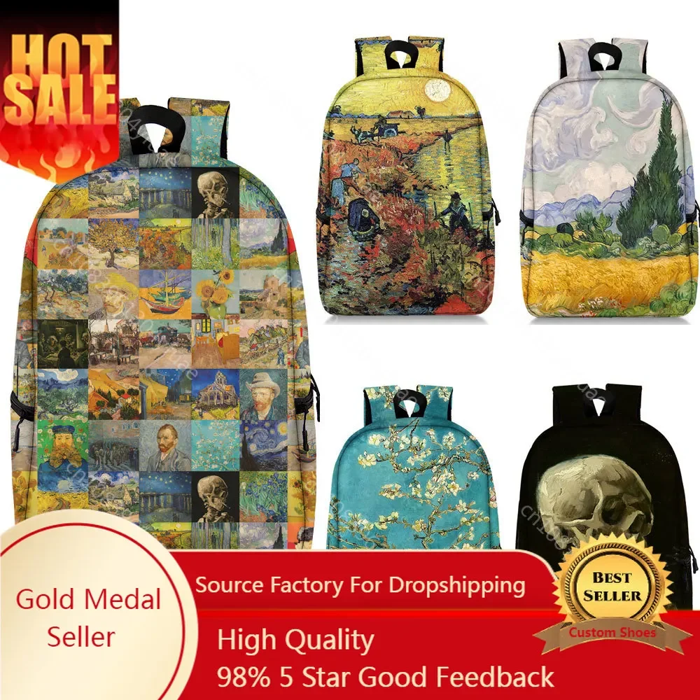 

Van Gogh Oil Painting Print Backpack Women Men Rucksack Canvas Shoulder Bag for Travel School Bags for Teenager Laptop Backpacks