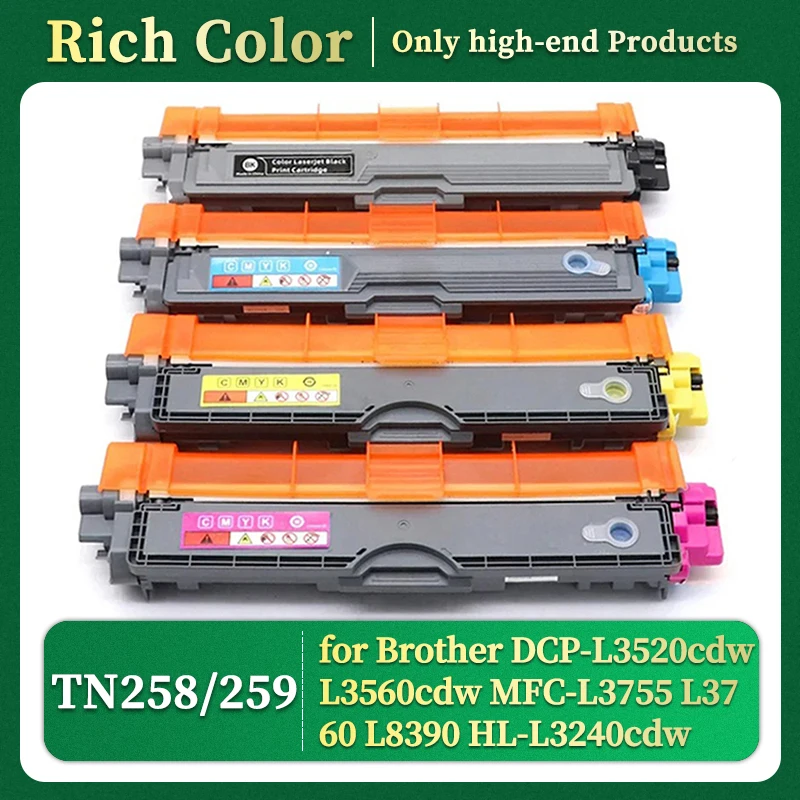 AU TN258 TN259 Toner Cartridge Compatible for Brother DCP-L3520cdw L3560cdw MFC-L3755 L3760 L8390 HL-L3240cdw L3280cdw L8240cdw