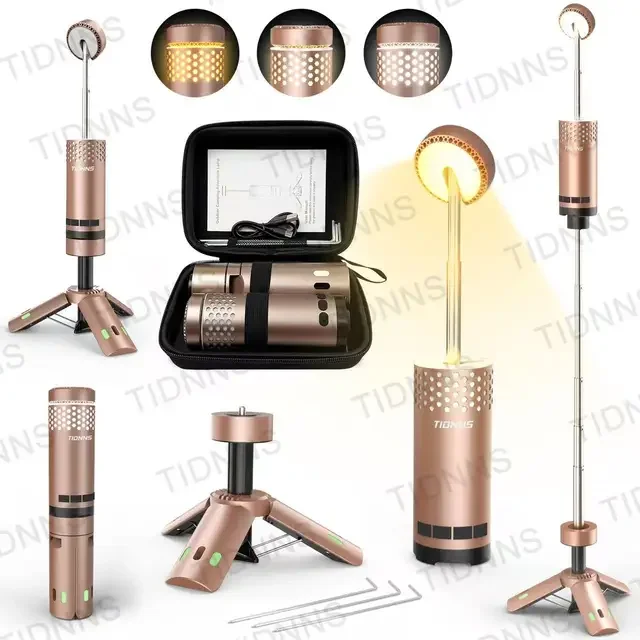 Outdoor Camping LED Telescopic Flashlight with Tripod Nuts Multifunctional Rechargeable Retractable Torch Light Table Lamp