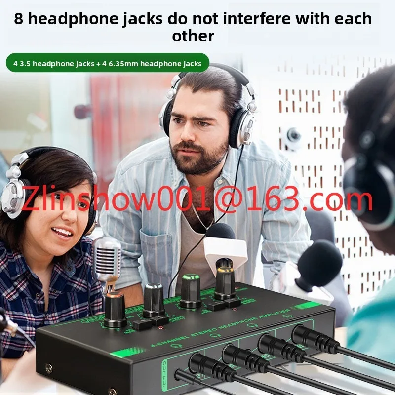 Audio Mixer Combiner One Minute Four Microphone Distribution 2 In 8 Out 6.5 Stereo Isolated Cable 3.5 Multi