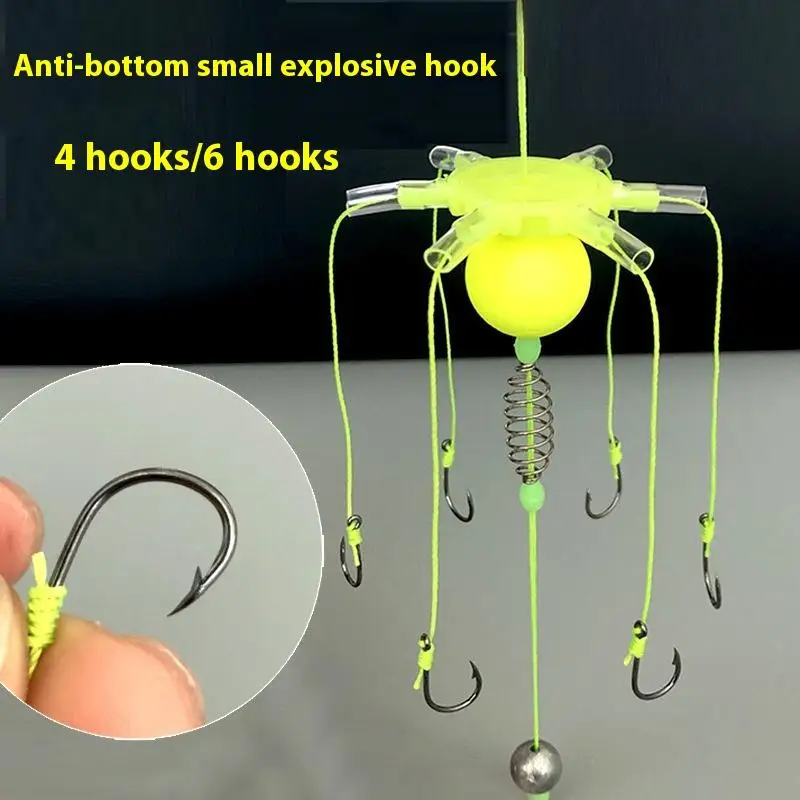 1 Piece Six Hook Carbon Steel Line Group Feeder Sinker Float Sharp Fishing Spring Bait Cage Sea String Hook Fishing Bait Cage