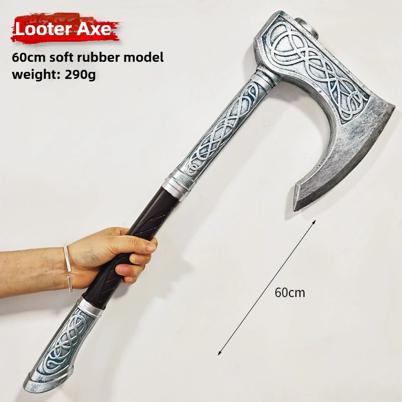 60cm Assassin Game Peripheral Predator Valin's Axe Cosplay Prop Battle Sword Halloween Decorative weapons Toy Rubber Boy Gift