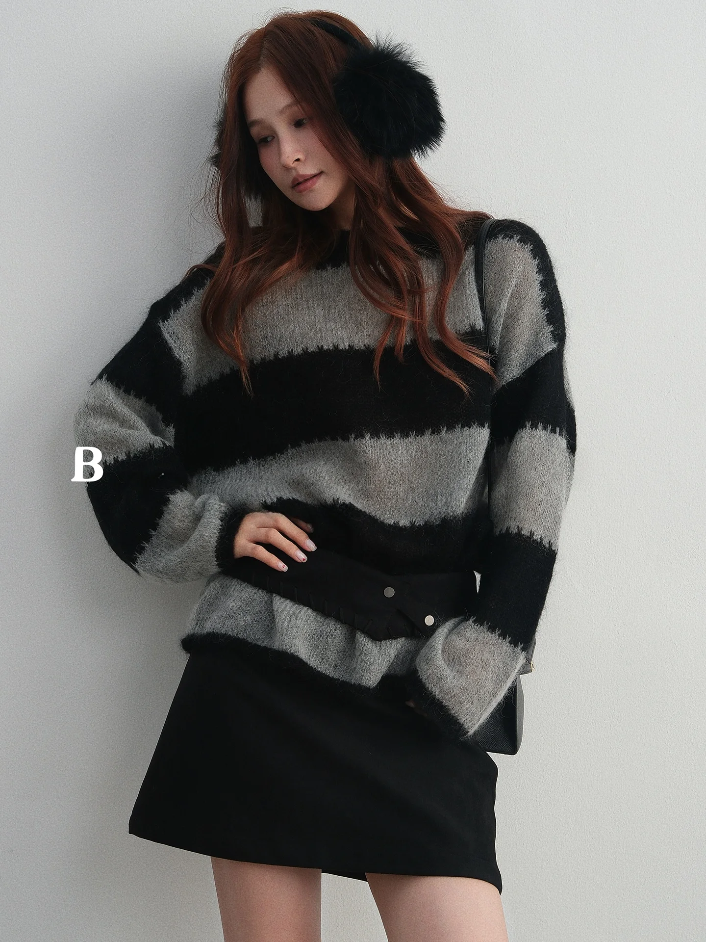 

Soft Mélange Color Blo Bla White Stripes Knitted Sweater BLUETIQUE Autumn Commute Sle Long Sve round Ne Regular Fit