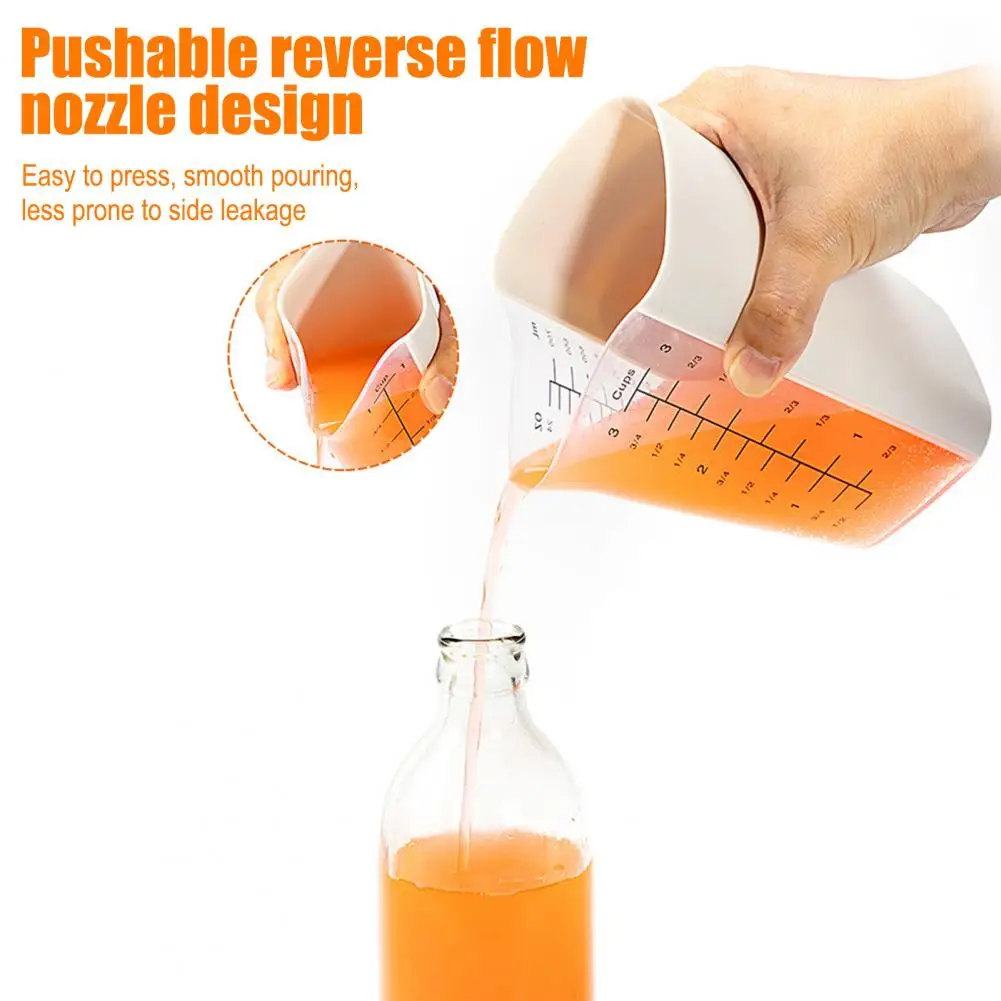 Read Measuring Cup Prep Measuring Cup Silicone Measuring Cup with Dual Scale Flexible Spout Baking Tool High-temperature