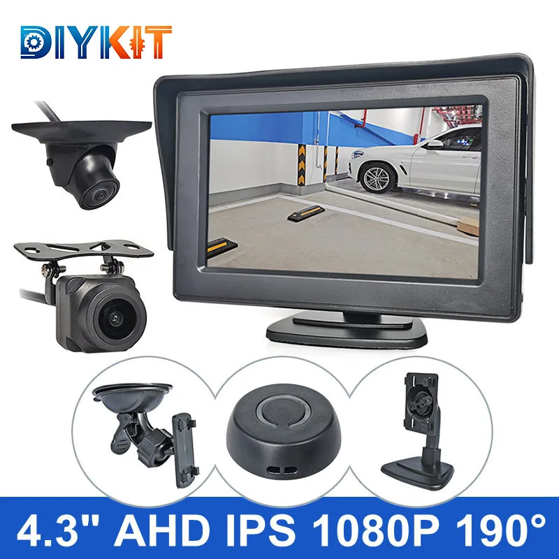 DIYKIT 4.3inch AHD IPS Rear View Backup Car Monitor 1920x1080 190 Degree Starlight for SUV MPV RV - Side Rear View Camera