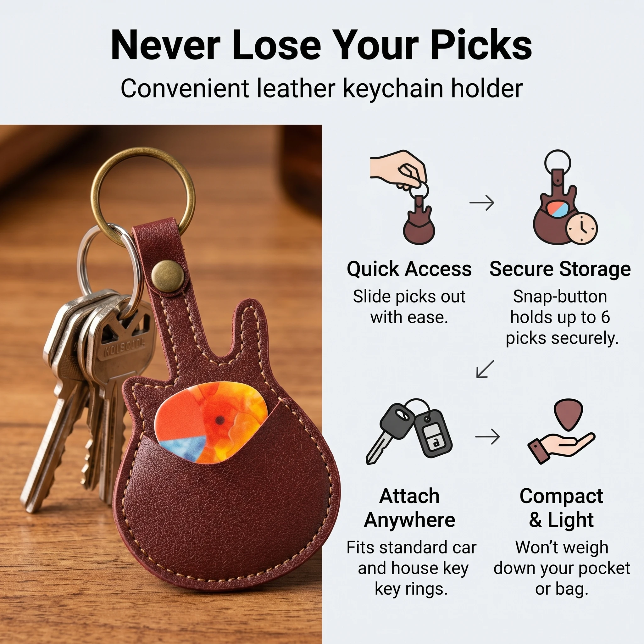 Guitar Pick Punch Kit,15 Variety Pick Strips DIY Maker Tool for Medium Guitar Picks, Unique Gift for Guitar Lovers & Home Studio