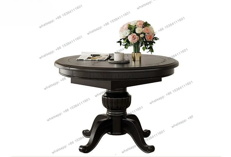 

American solid wood dining table retractable folding French retro small apartment family dining table
