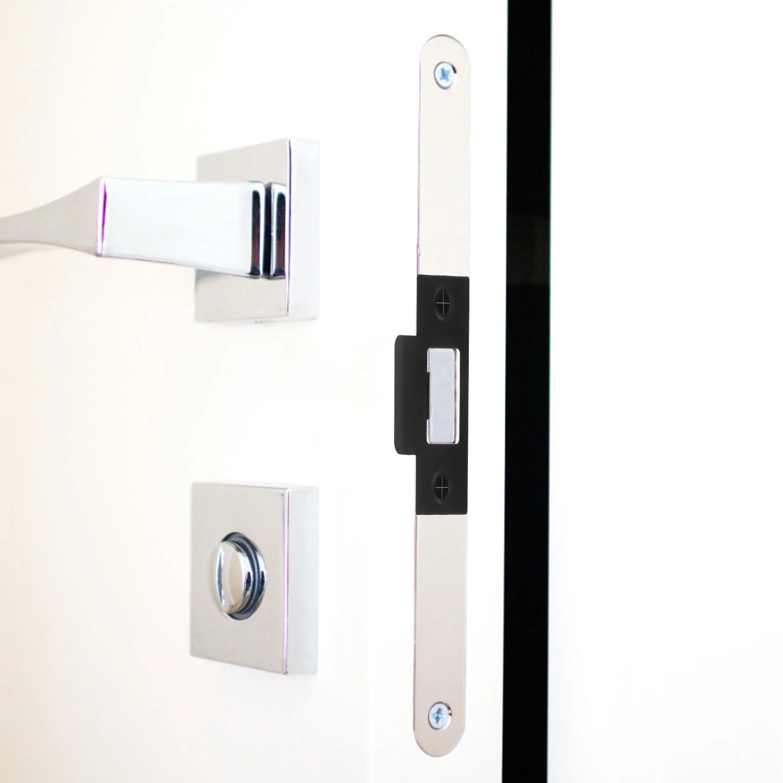 

4pcs Stainless Steel Latch Guard T-Shape Strike Plate For Enhanced Security Modern Finish Door Hardware Deadbolt Reinforcement