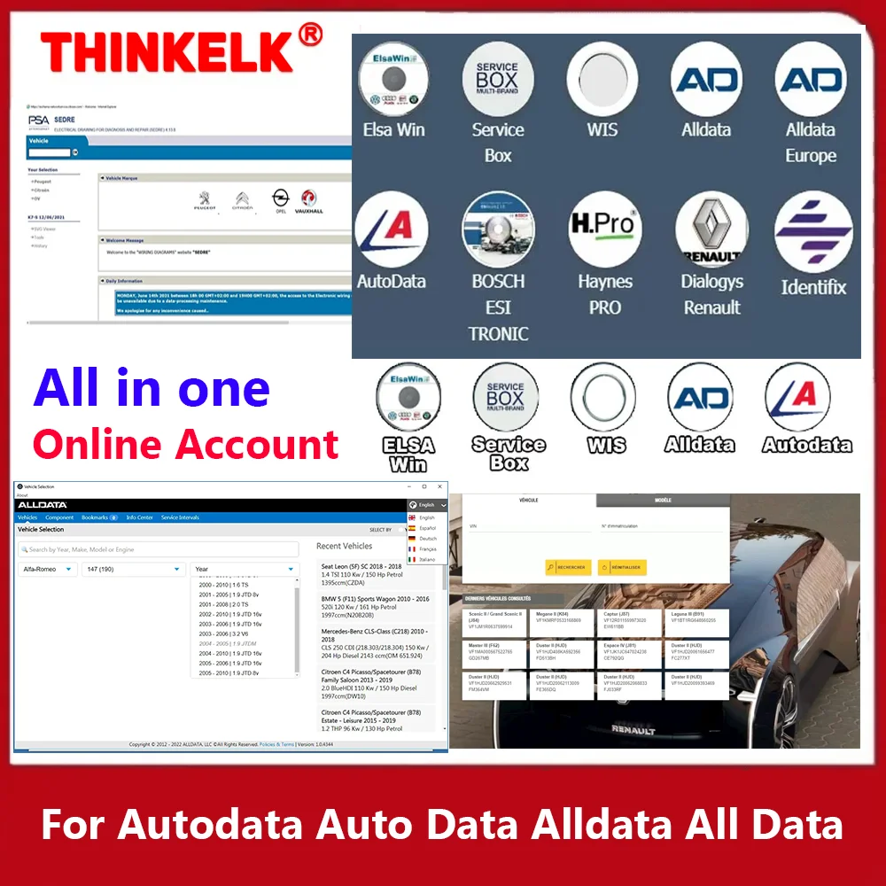 2024 Online Account for Autodata Auto Data Alldata  Workshop Repair Soft All Data Workshop Identifix Haynes PRO WIS Service Box