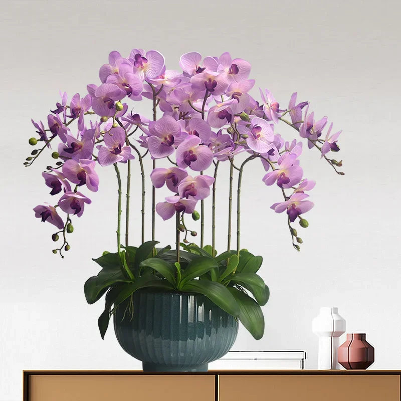 flower high-end feel orchid fake flower Chinese entrance living room dining table front desk decorative flower display