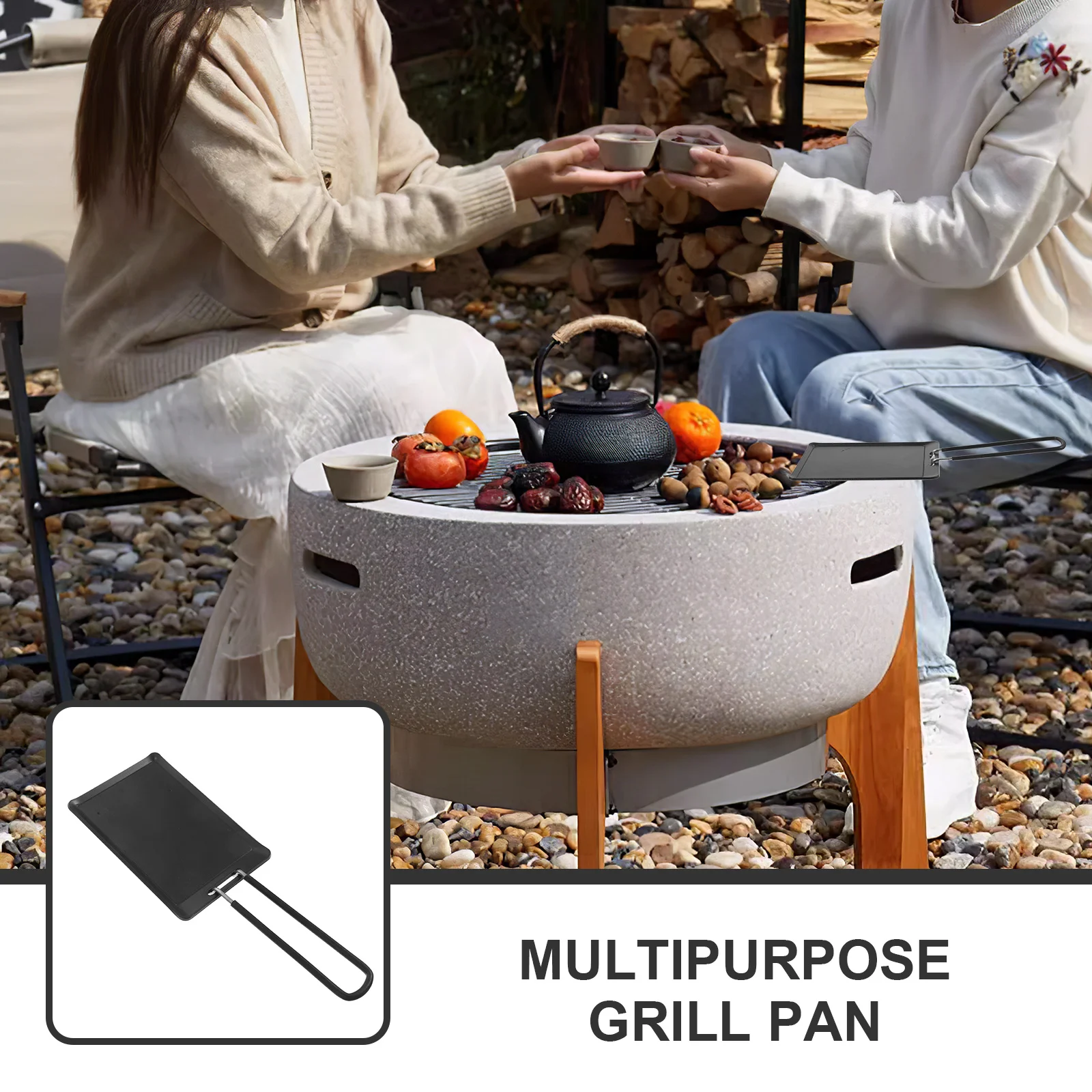 

1 set Stainless Steel Grill Pan Flat Bottom Baking Plate Outdoor Camping Portable Cooking Tray Even Heat Distribution