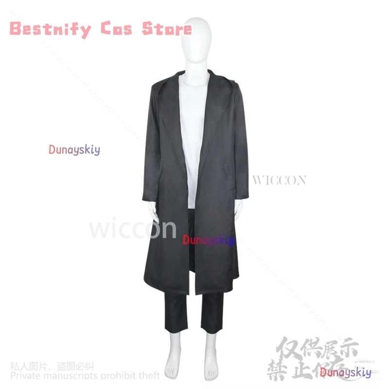 Anime 자ssiSung Jin Woo Traje Preto Trench Coat com Capuz Peruca Terno Para Homem Halloween Cos Personalizado