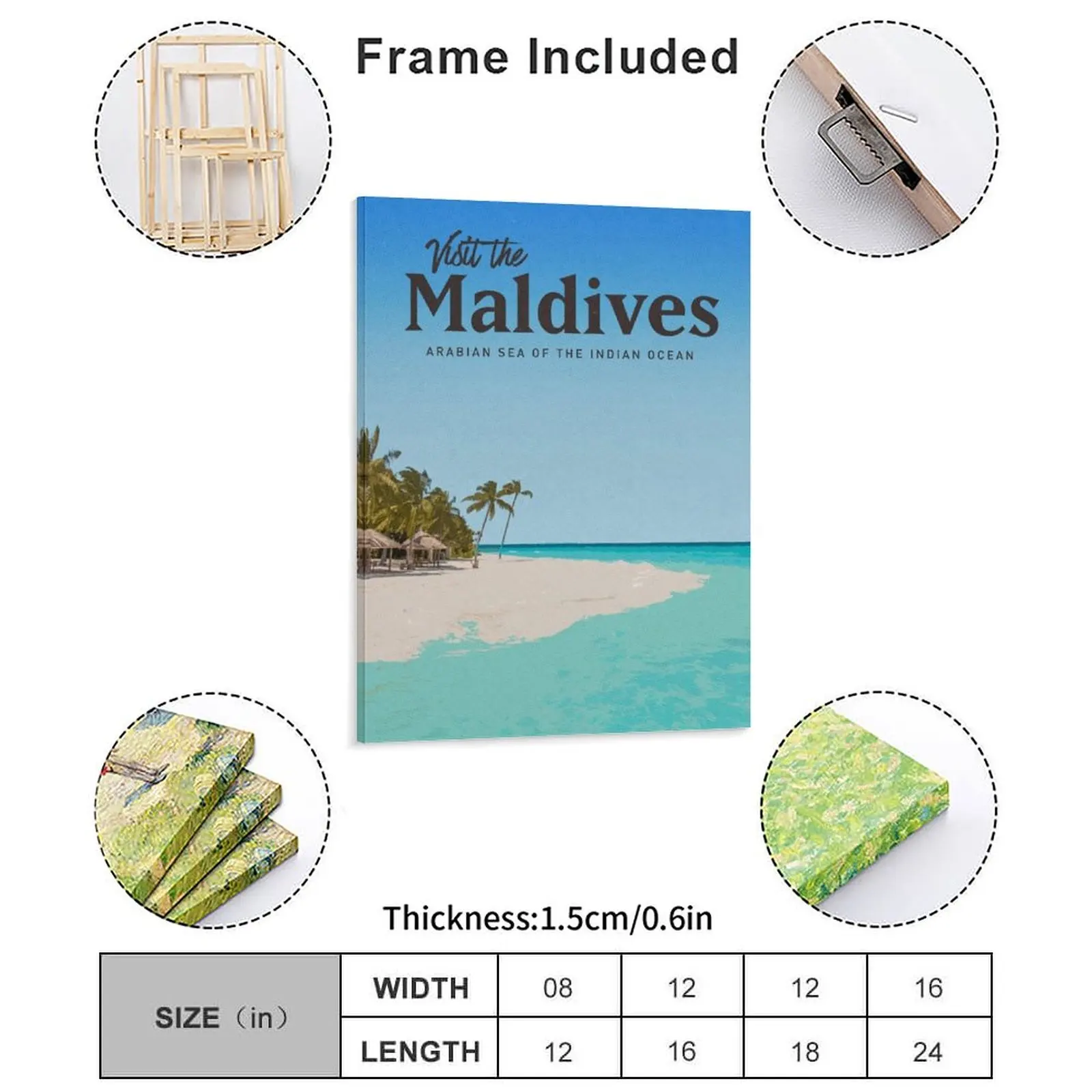 Visit Maldives Canvas Painting Wall Mural Mural Classic Plaques Maldives Travel Framed Wall Paintings