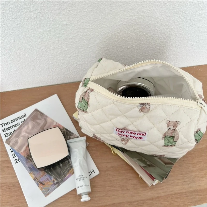 Little Bear Rabbit Travel Makeup Bag Women's Makeup Storage Bag Big Wash Bag Women's Beauty Cotton Makeup Bag Toiletry Bag