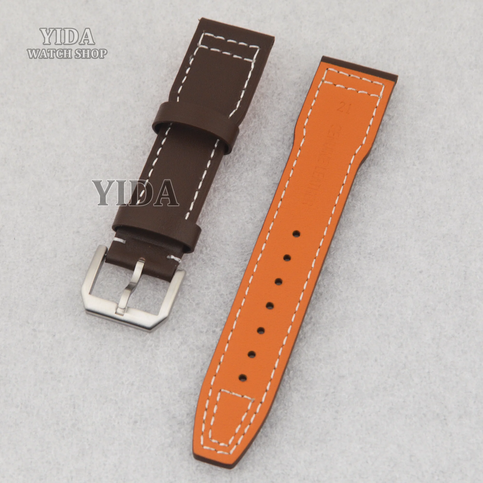 21mm Genuine Leather Watch Strap Men's Watch Band Bracelet for Mark XX  Stainless Steel Buckle Watchband High Quality Accessory